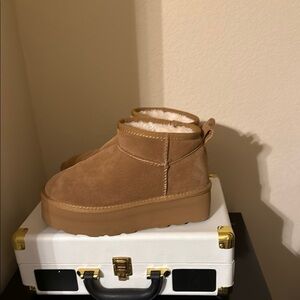 Tan Suede Platform Boots